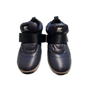 Sorel Out N About Waterproof Sneaker Navy Blue Puffer Velcro Strap Ankle‎ Boots